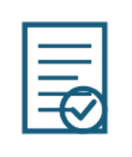 Blue icon of a document with horizontal lines and a magnifying glass showing a checkmark inside it, symbolizing approval or review—ideal for highlighting Repair Services or ITAM solutions designed to maximize ROI.