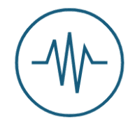 A blue circle outlines a stylized line resembling an electrocardiogram or sound wave—symbolizing ROI—centered on a white background.